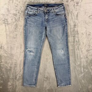 Silver Jeans Sam Slim Boyfriend Jeans Women's Size 32 - 32x27 Blue Distressed